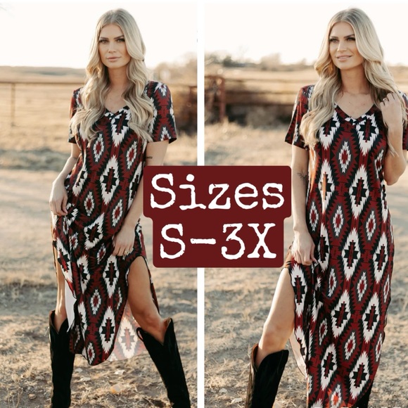Sterling Kreek Dresses & Skirts - Sterling Creek NEW Boutique Western Rebel Maxi Dress Aztec Rust Western S - 3X